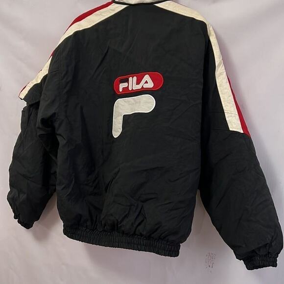 FILA VINTAGE SPELL OUT COLOR BLOCK PUFFER JACKET SIZE XL - Picture 2 of 8